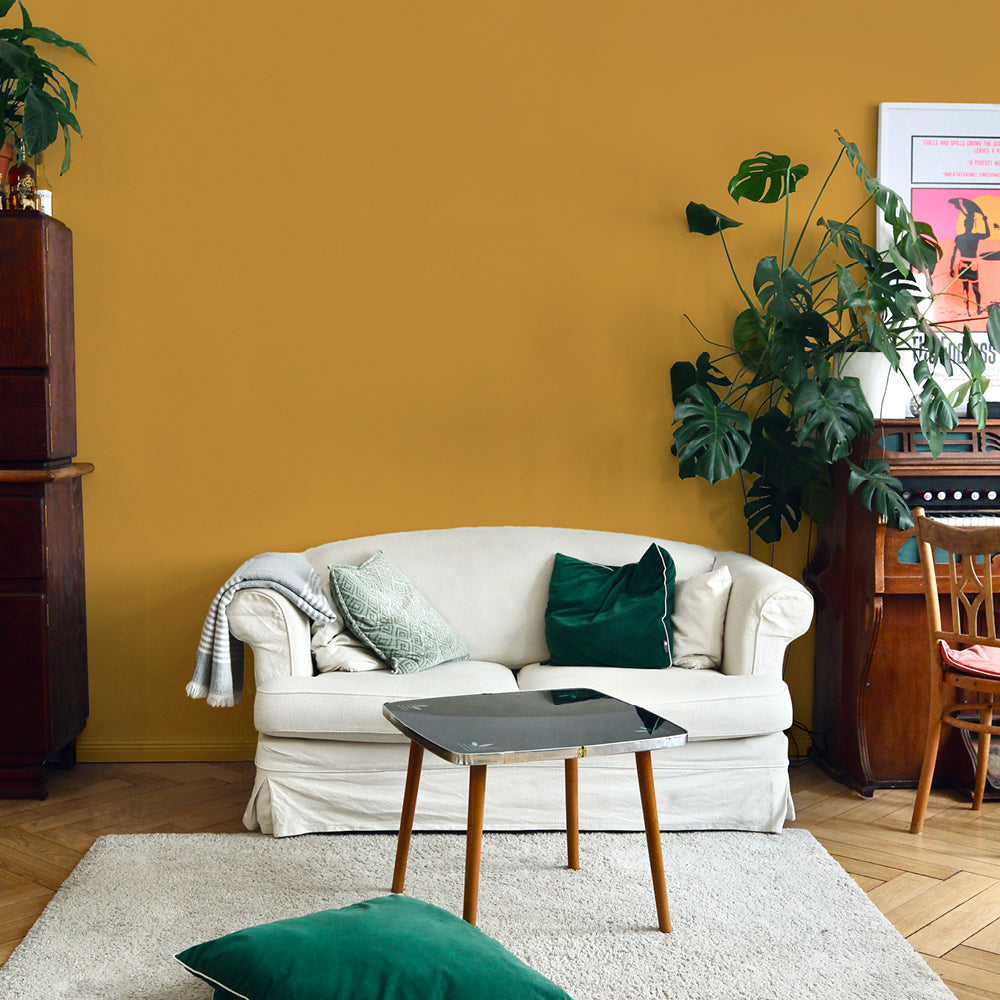Ochre Yellow paint called Miles From Monday by COAT Paints the eco friendly paint company