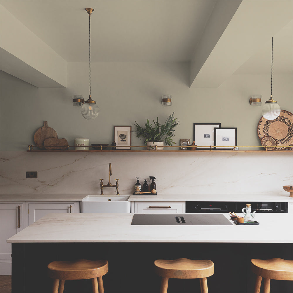 Mid Green Beige paint called Café Flore by COAT Paints the eco friendly paint company