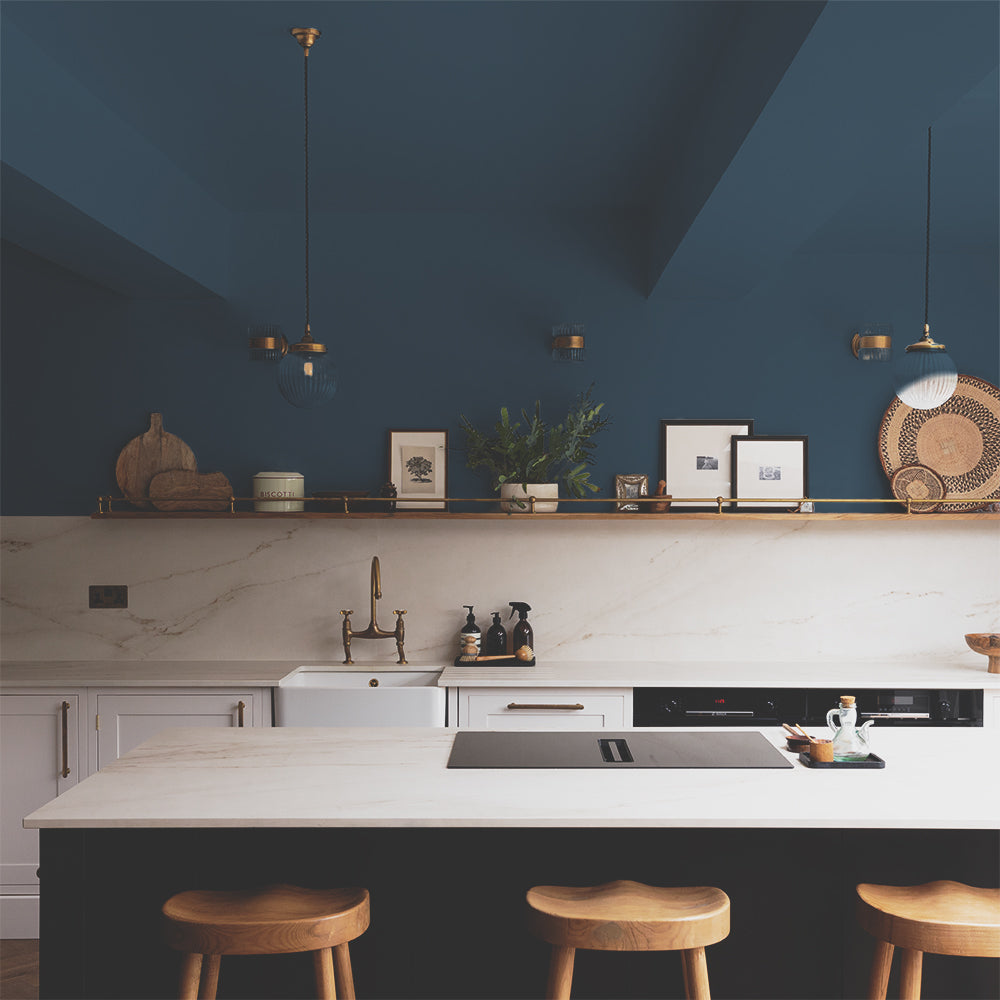 Dark Grey Blue paint called The Establishment by COAT Paints the eco friendly paint company