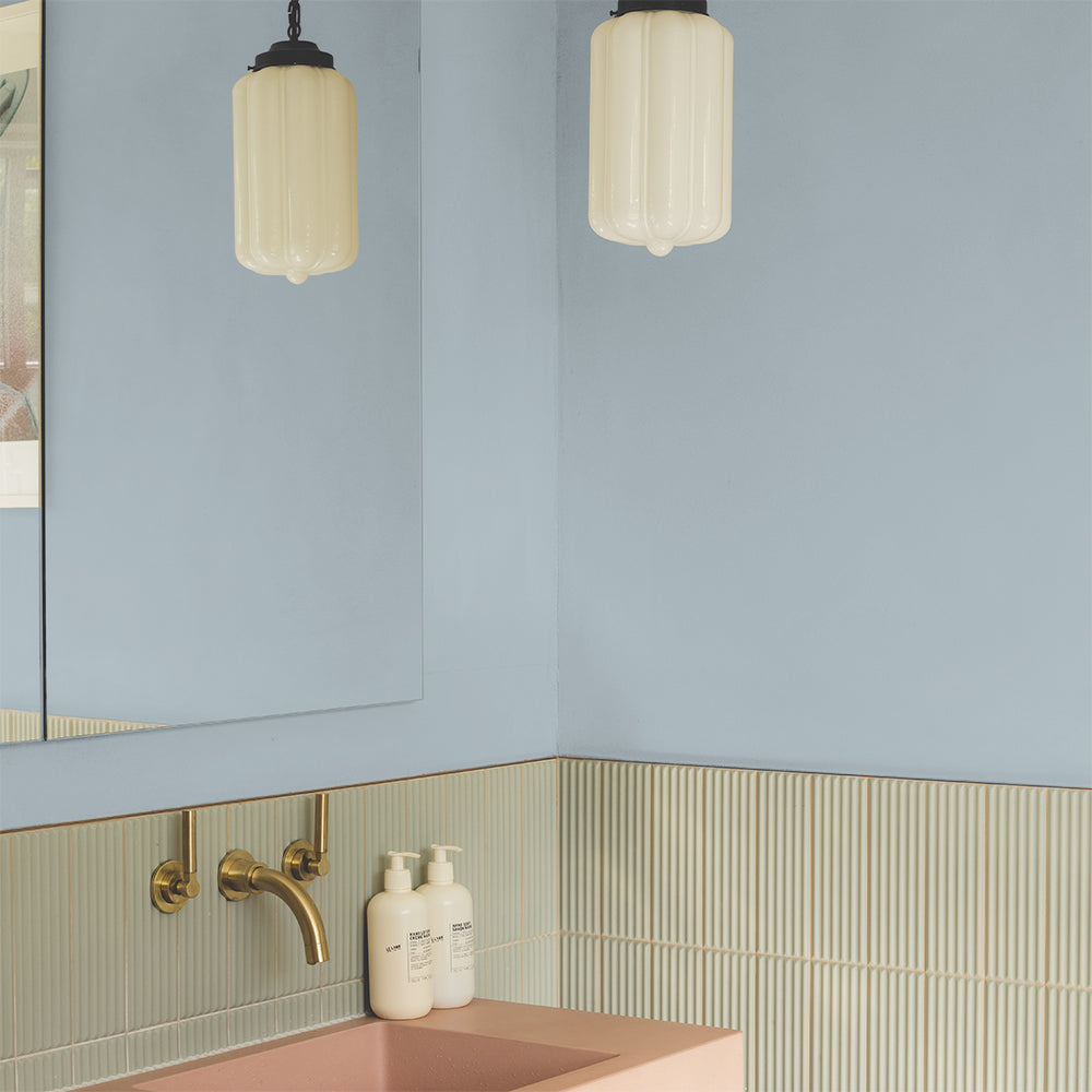 Light Grey Blue paint called Lie-in by COAT Paints the eco friendly paint company