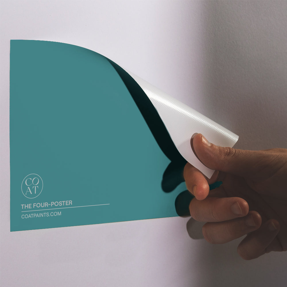 Bright Teal Sample Sample called The Four-Poster Sample by COAT Paints the eco friendly paint company