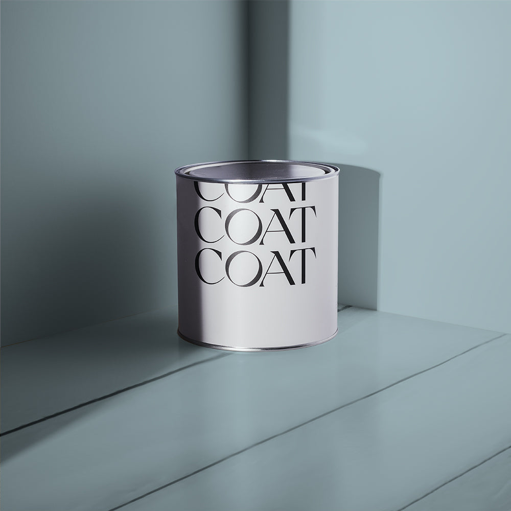 Light Grey Blue paint called Lie-in by COAT Paints the eco friendly paint company