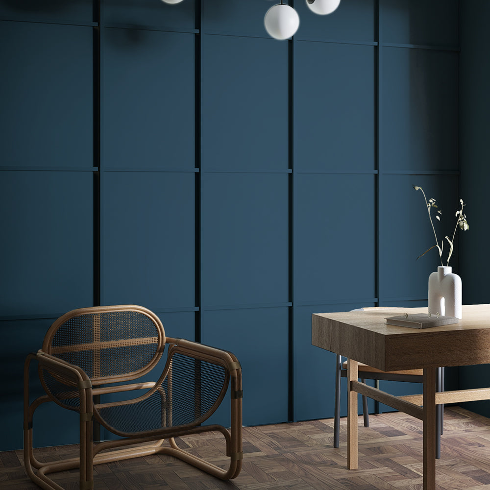 Dark Grey Blue paint called The Establishment by COAT Paints the eco friendly paint company